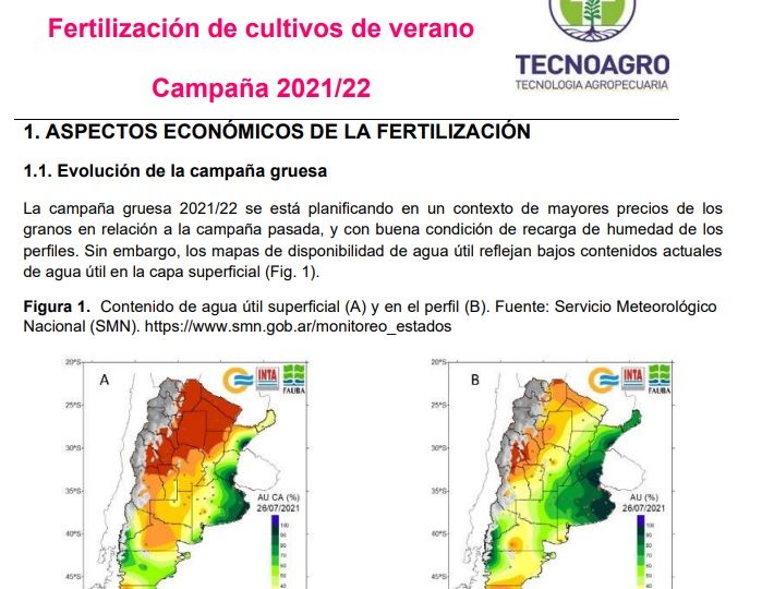 Fertilización de cultivos de verano Campaña 2021/22
