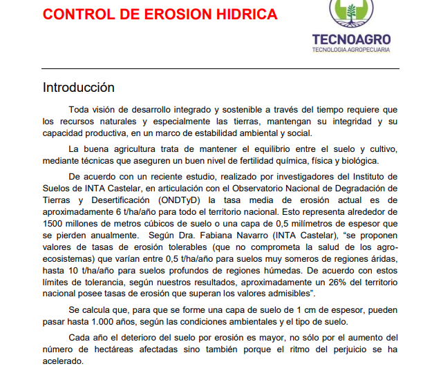 CONTROL DE EROSION HIDRICA