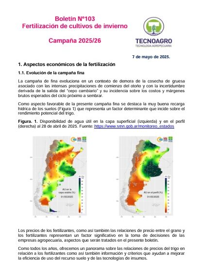 Boletín Nº103  Fertilización de cultivos de invierno / Campaña 2025/26